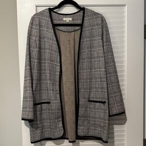Max Studio Black & Gray Plaid Open-Front Blazer